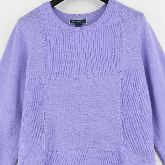 Karen ScottPurple Bliss Blocked Pattern Crewneck Knit Pullover Tunic Sweater 1X - Picture 3 of 8